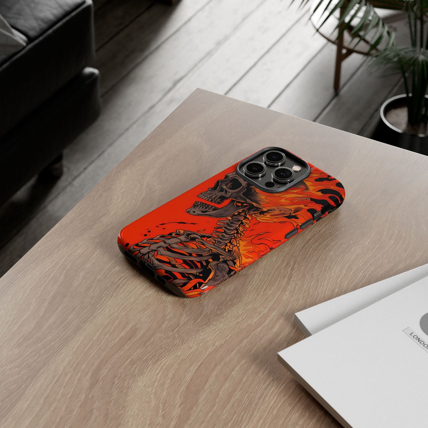 Flaming Skeleton Phone Case - Tough & Stylish Protection