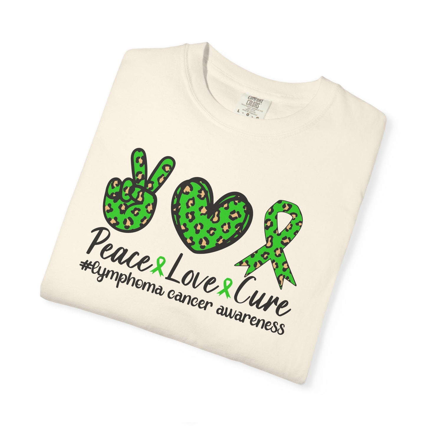 Peace, Love, Cure Unisex Garment-Dyed T-shirt for Lymphoma Awareness, Comfortable Tee, Cancer Support Shirt, Gift for Awareness [...]