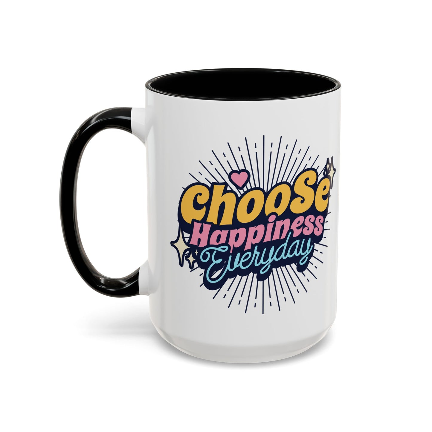 Choose Happiness Everyday 15oz Coffee Mug - Colorful Ceramic Cup for Positive Vibes