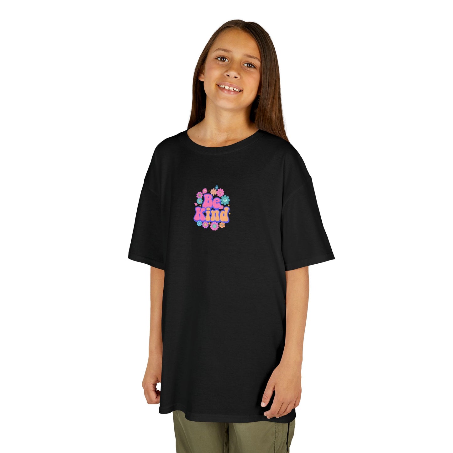 Kids Heavy Cotton™ Tee - 'Be Kind' Inspirational Shirt for Positive Vibes