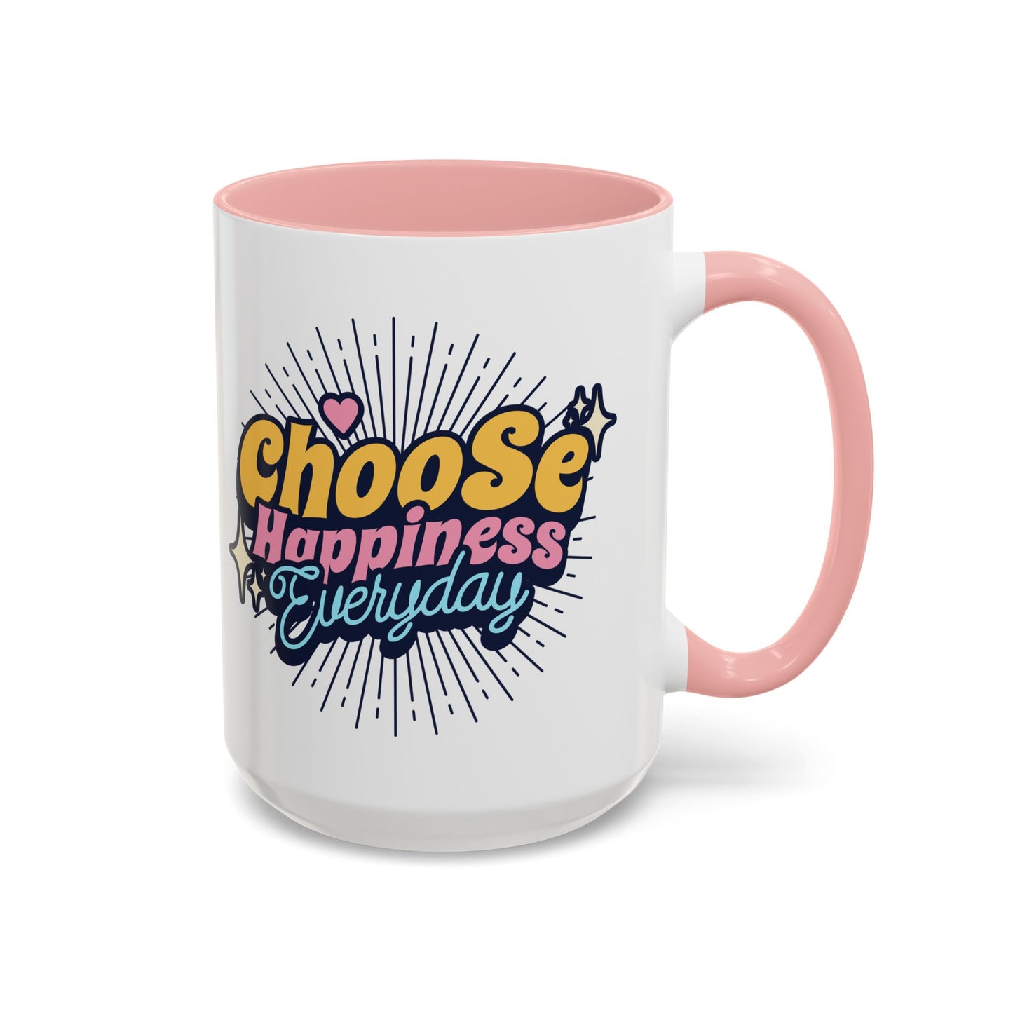 Choose Happiness Everyday 15oz Coffee Mug - Colorful Ceramic Cup for Positive Vibes