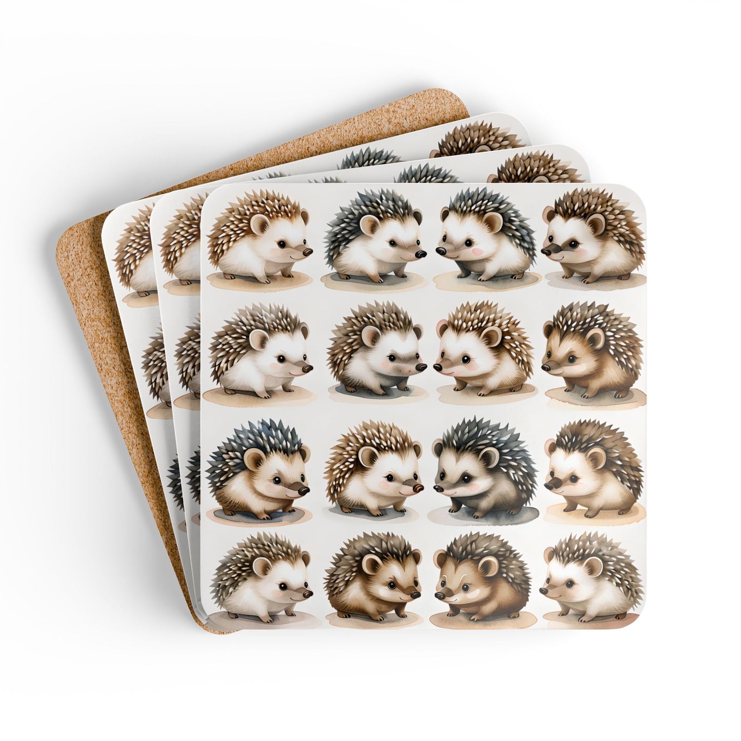 Cute Hedgehog Cork Coaster Set - Adorable Drinkware Protectors for Home Decor