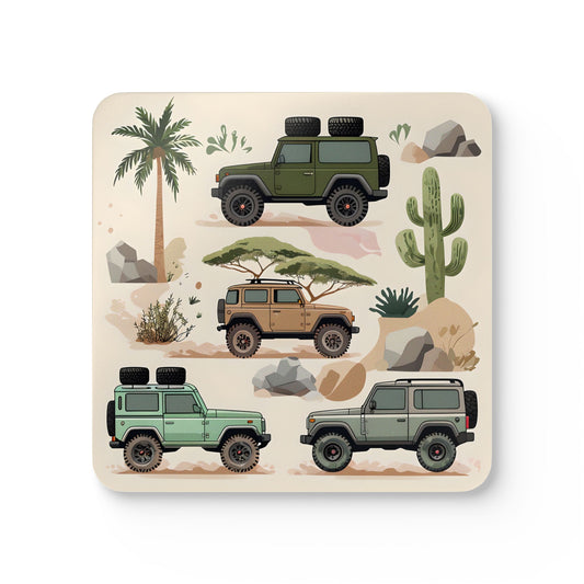 Off-Road Adventure Coaster Set - Fun Cork Coasters for Jeep Lovers