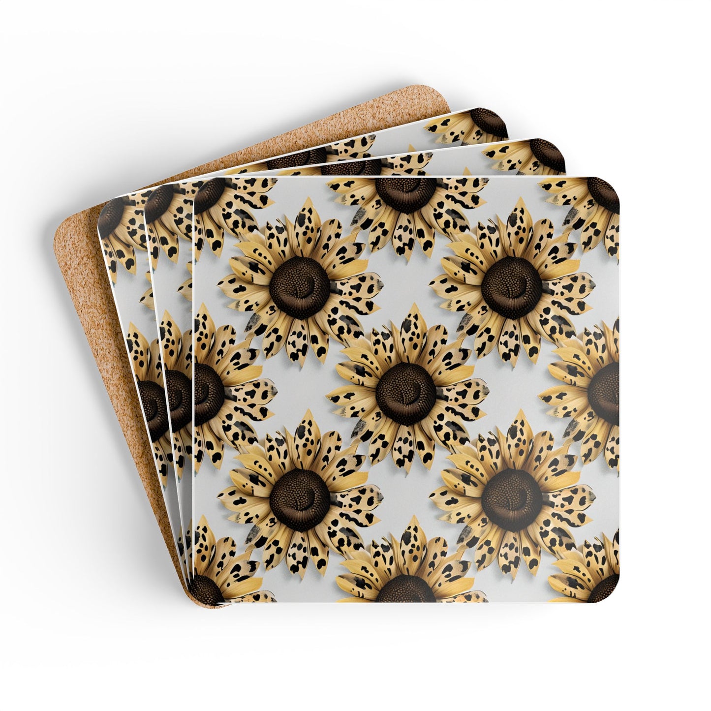 Wildflower Cork Coaster Set - Floral Design for Home Decor