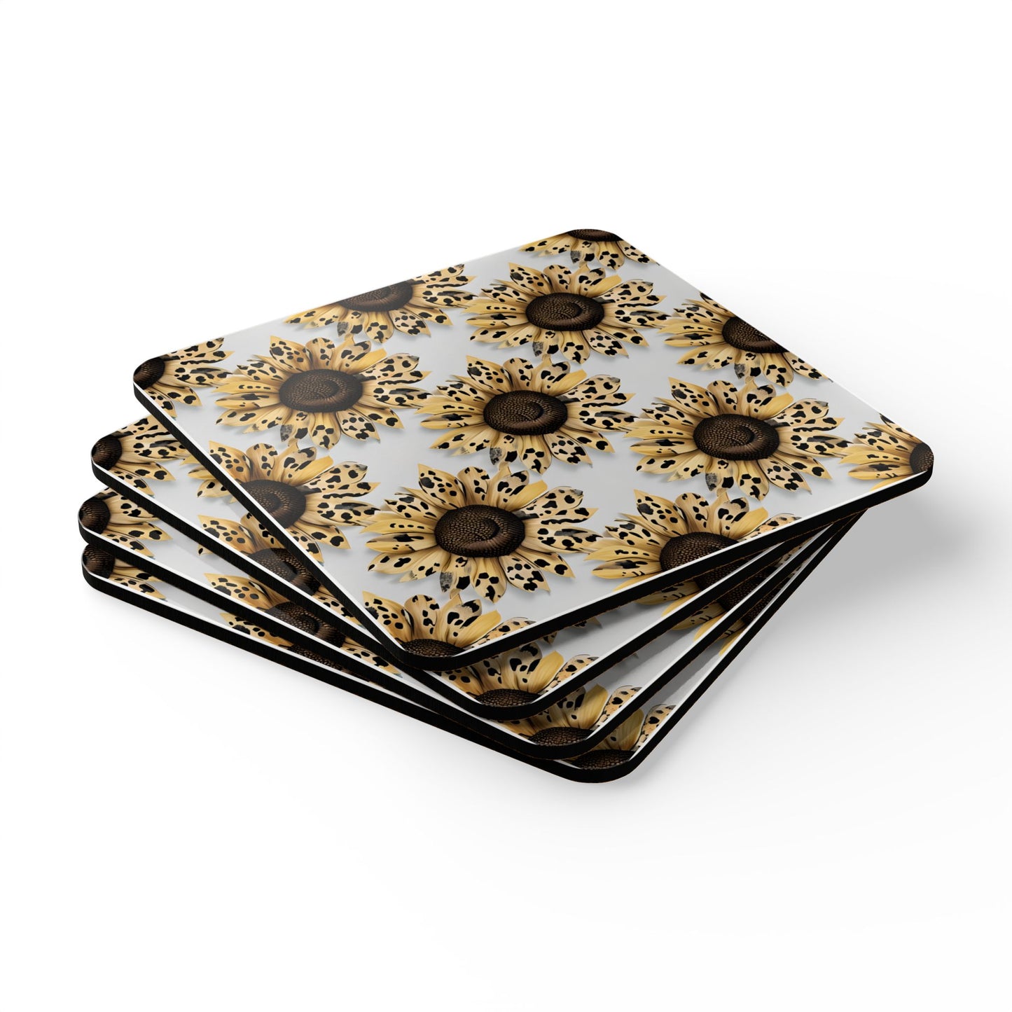 Wildflower Cork Coaster Set - Floral Design for Home Decor