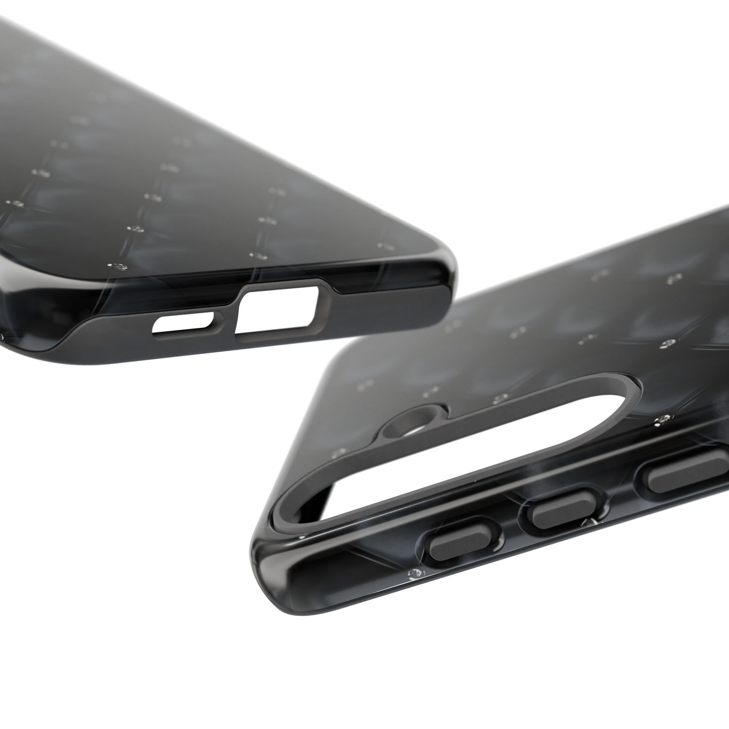 Stylish Tough Phone Case - Elegant Black Quilted Design
