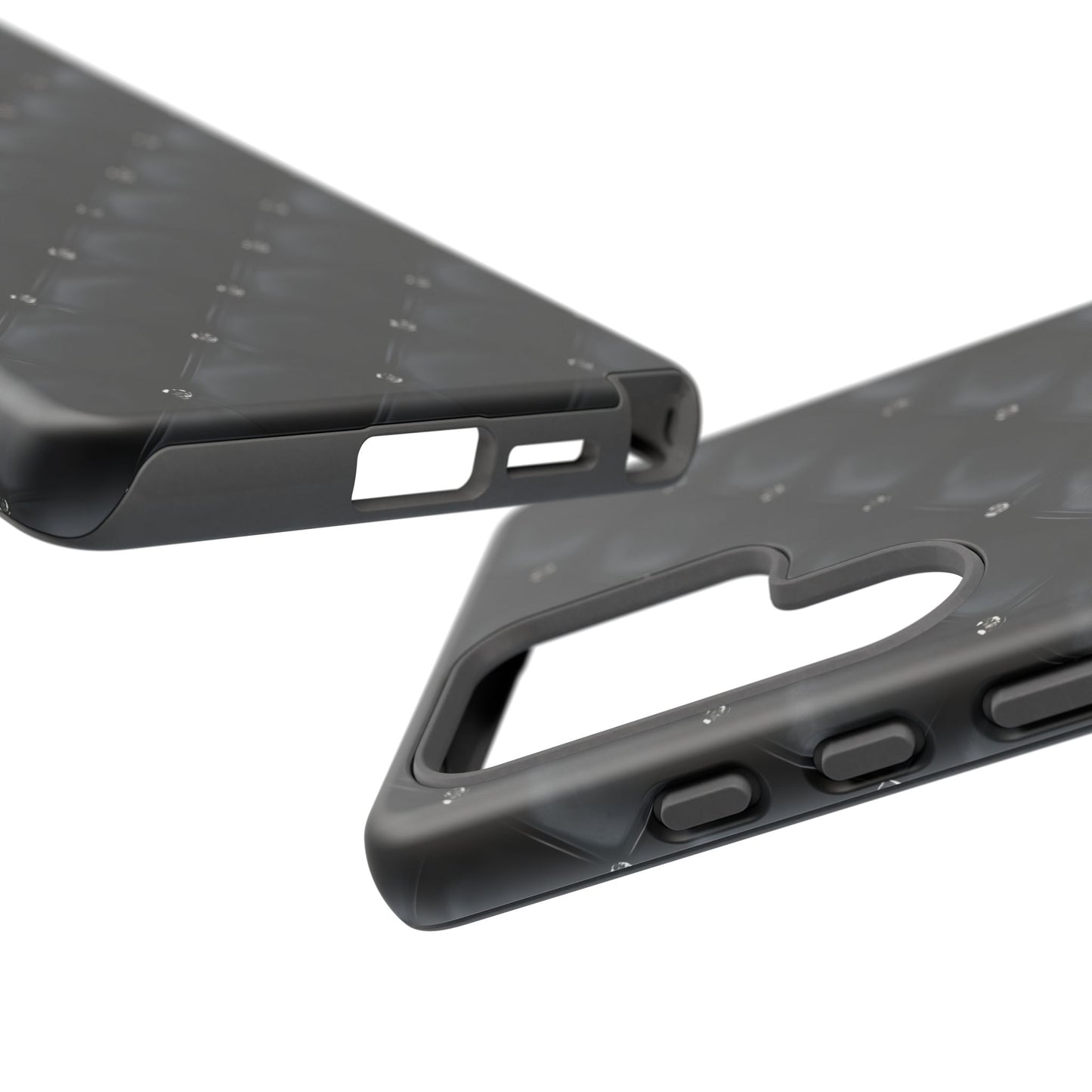 Stylish Tough Phone Case - Elegant Black Quilted Design