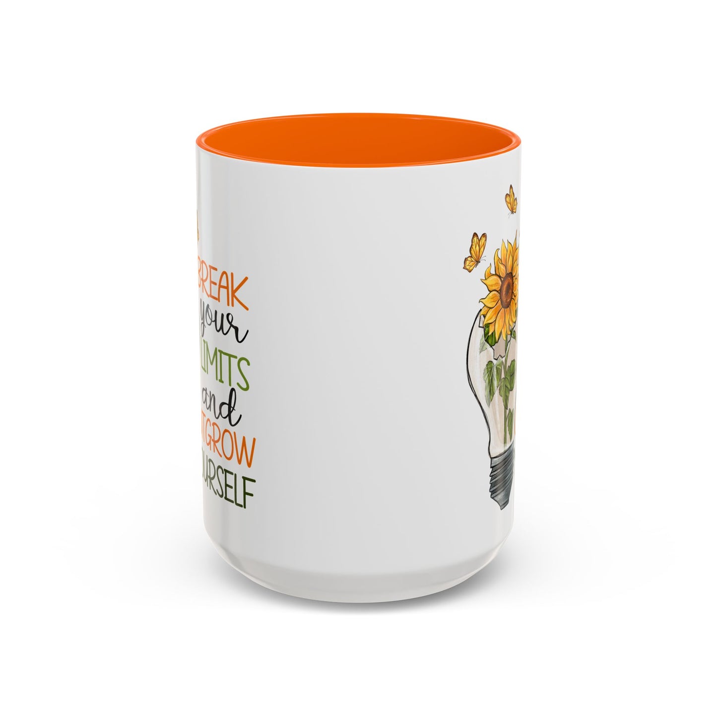 Inspirational Sunflower Coffee Mug - Break Your Limits & Outgrow Yourself - 15oz