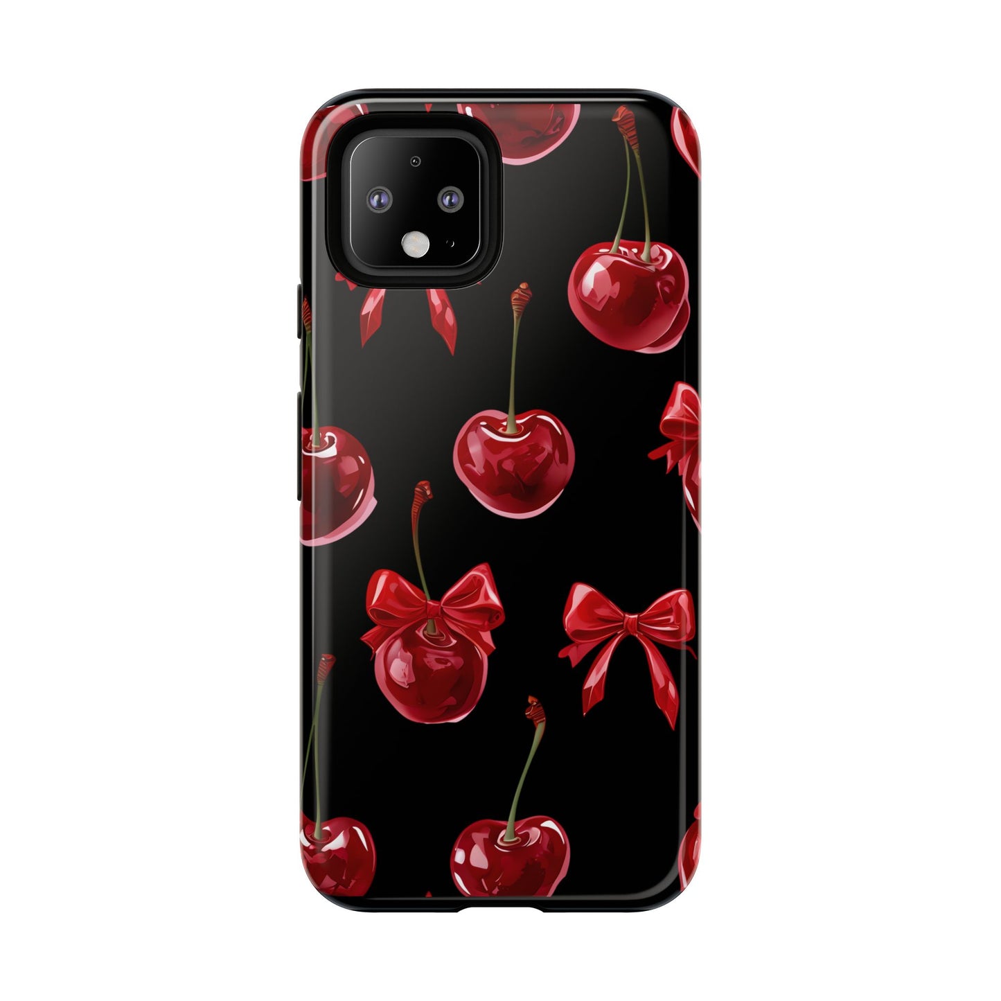 Coquette-Cherry Print Tough Phone Case - Stylish & Durable Protection