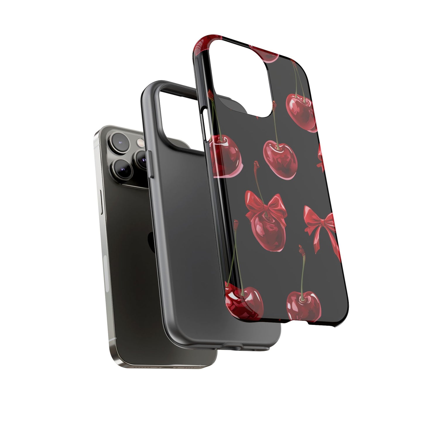 Coquette-Cherry Print Tough Phone Case - Stylish & Durable Protection