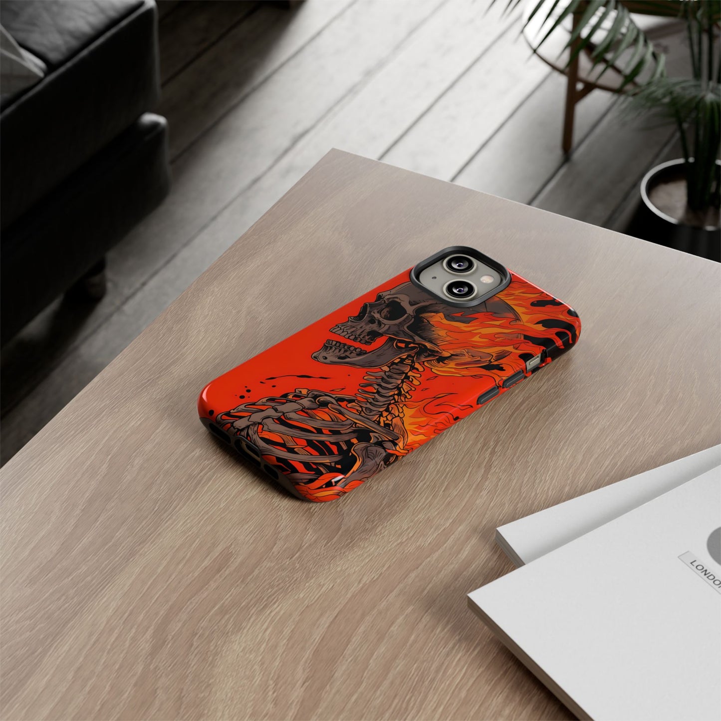Flaming Skeleton Phone Case - Tough & Stylish Protection