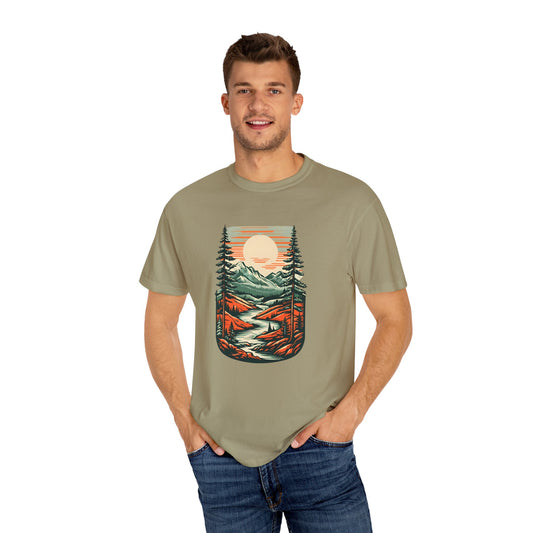 Unisex Garment-Dyed Nature Illustration T-shirt - Perfect for Outdoor Lovers
