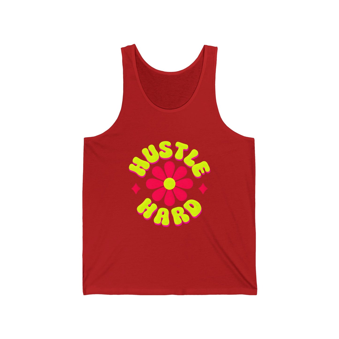 Hustle Hard Unisex Jersey Tank - Fun Flower Design