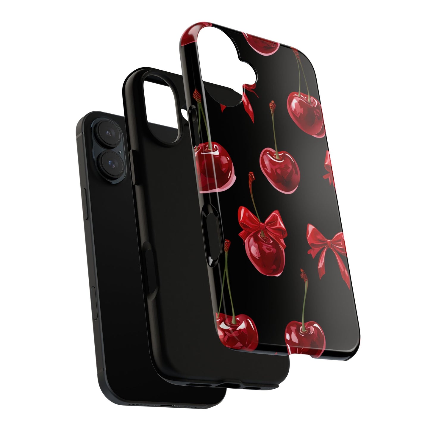 Coquette-Cherry Print Tough Phone Case - Stylish & Durable Protection