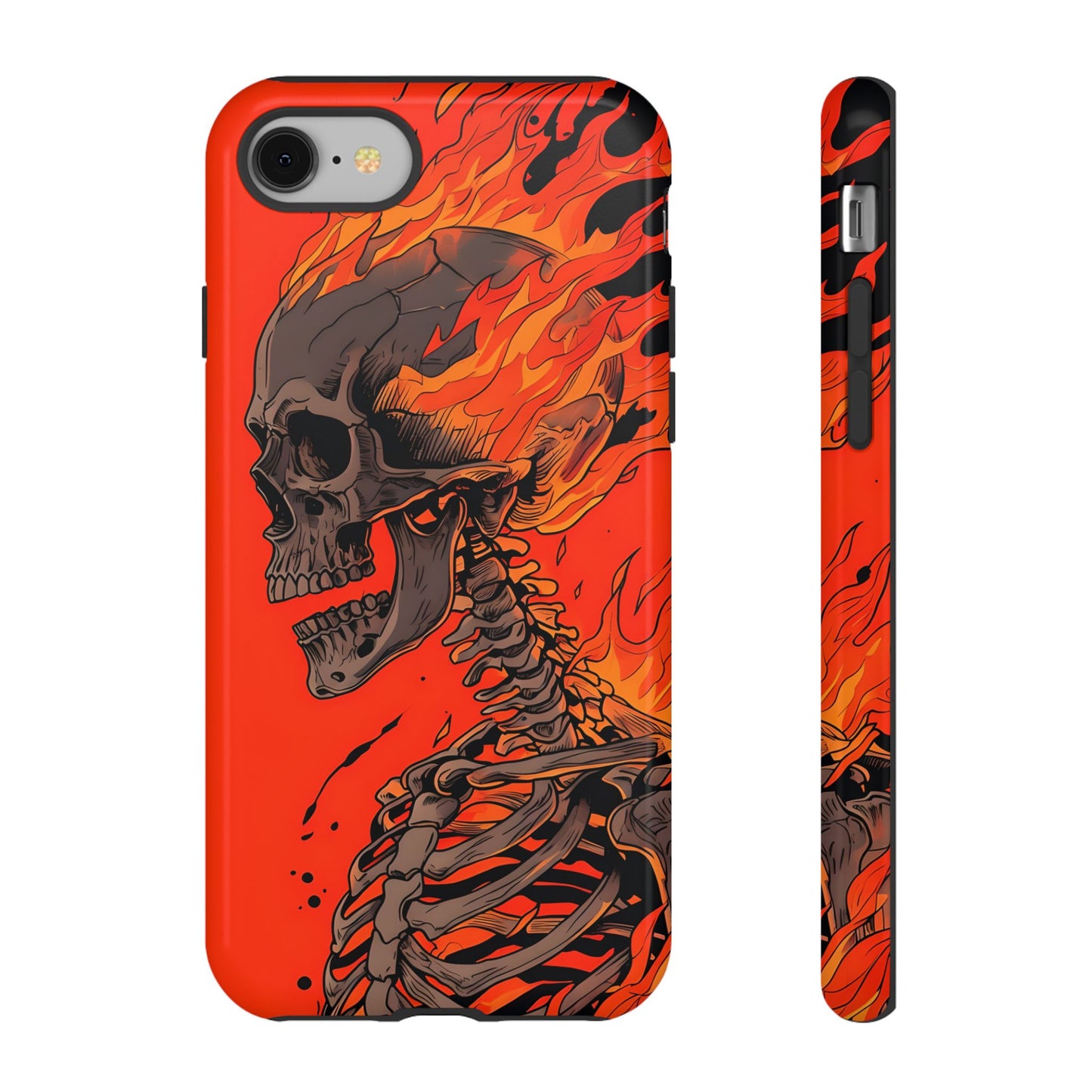 Flaming Skeleton Phone Case - Tough & Stylish Protection
