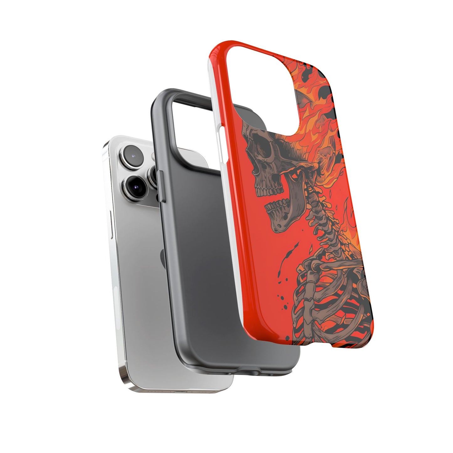 Flaming Skeleton Phone Case - Tough & Stylish Protection