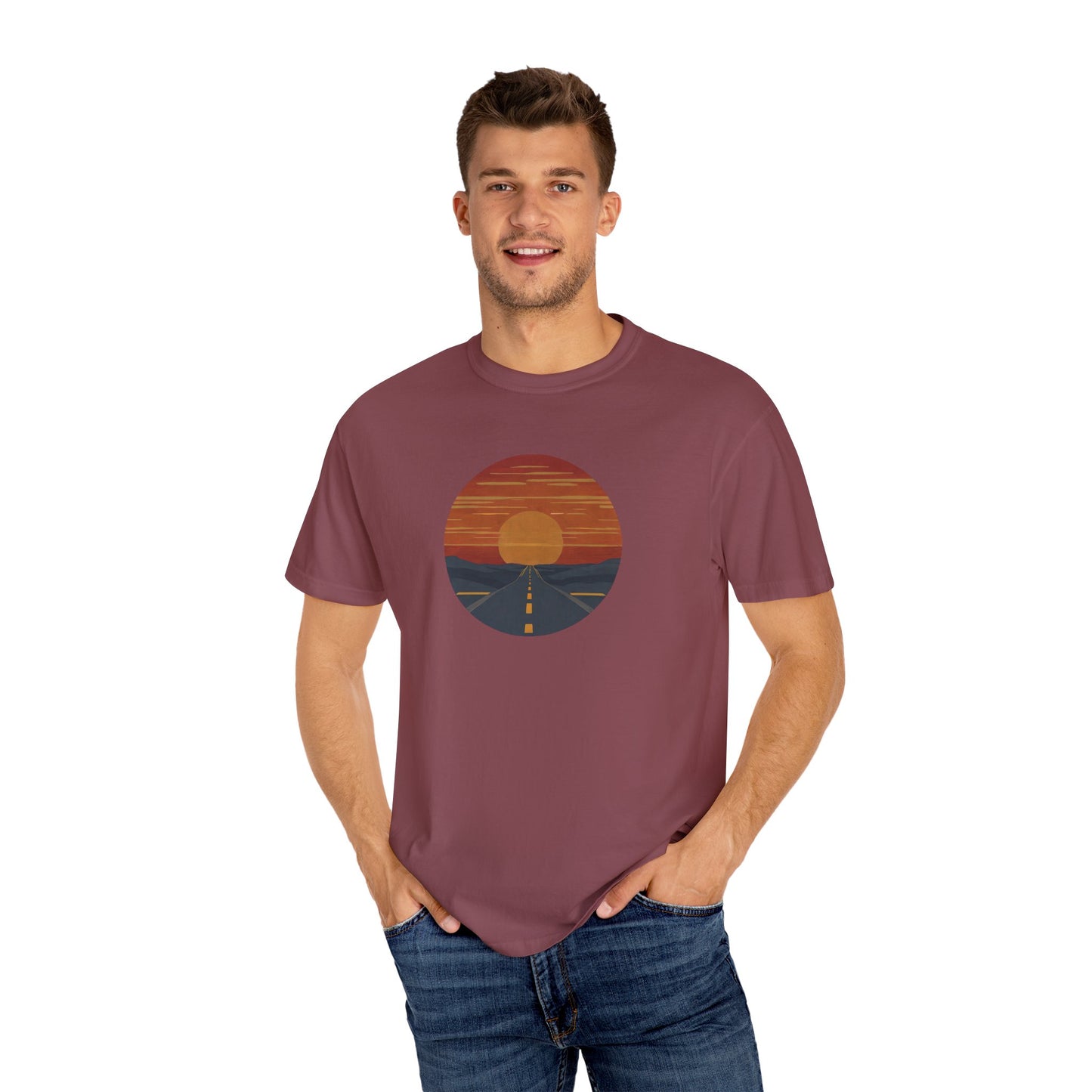 Sunset Road Unisex Garment-Dyed T-Shirt - Perfect for Nature Lovers
