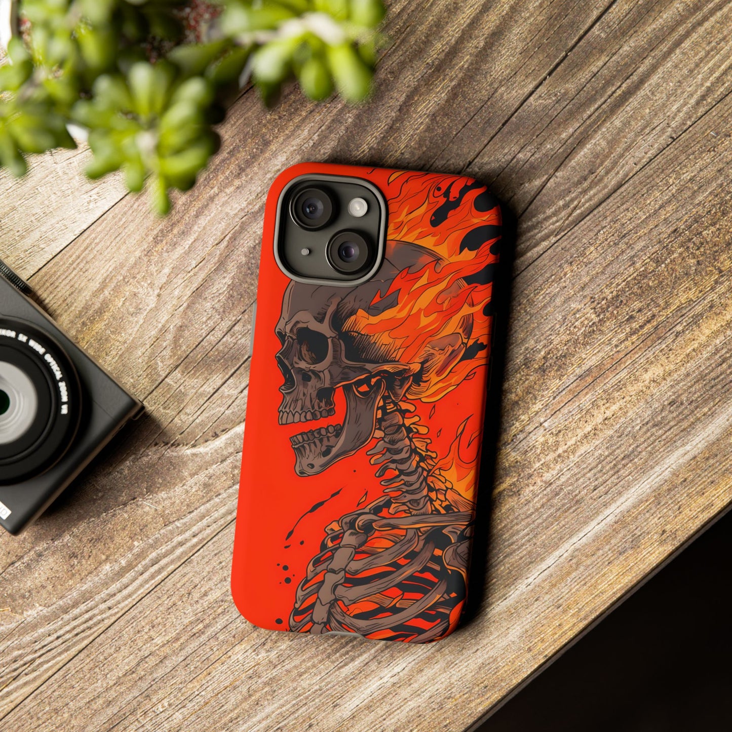 Flaming Skeleton Phone Case - Tough & Stylish Protection