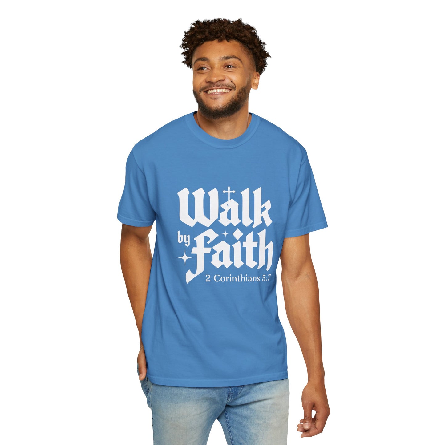 Faith-Inspired Garment-Dyed T-Shirt - 'Walk by Faith' 2 Corinthians 5:7