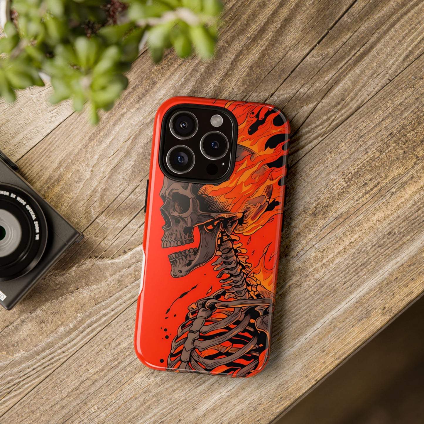 Flaming Skeleton Phone Case - Tough & Stylish Protection
