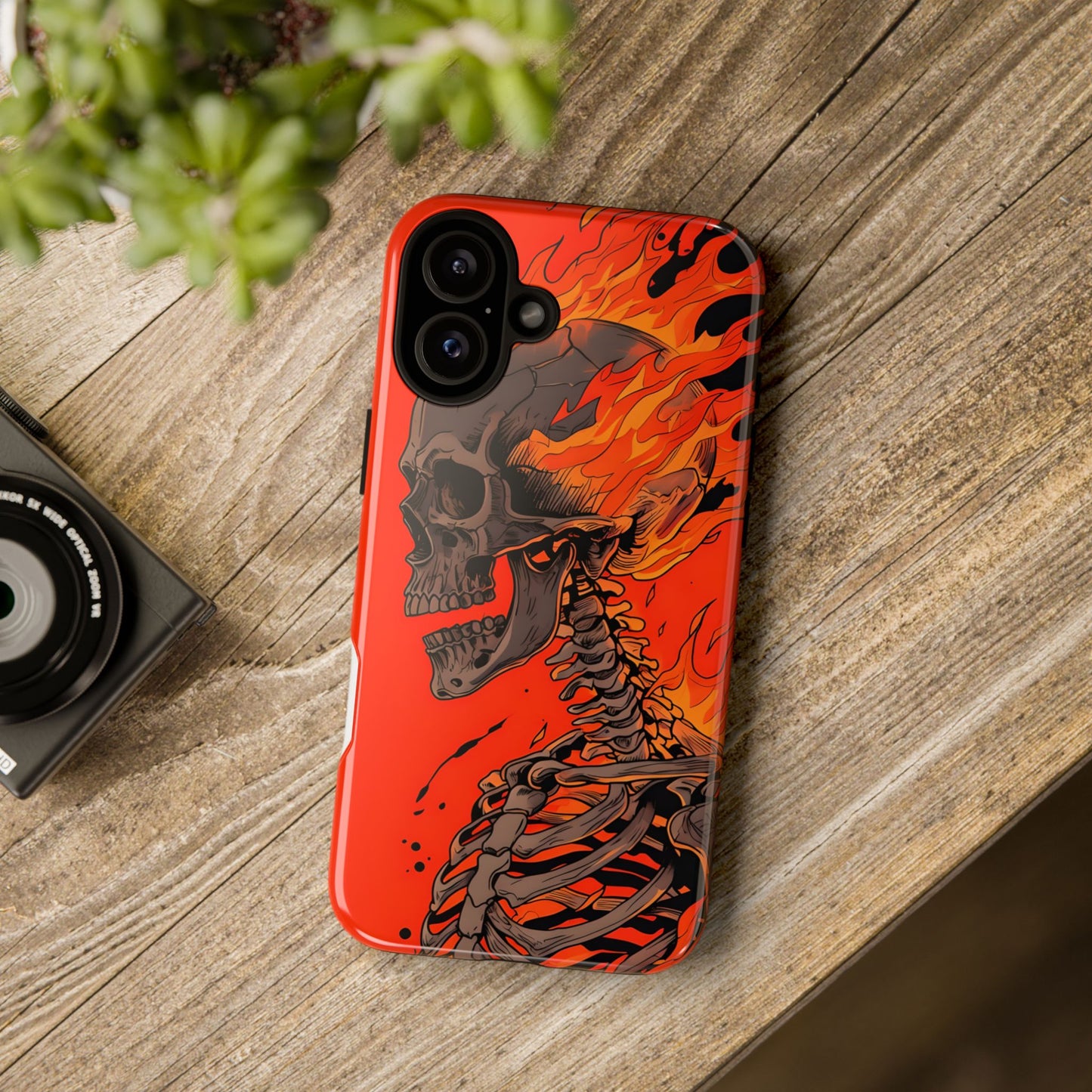 Flaming Skeleton Phone Case - Tough & Stylish Protection