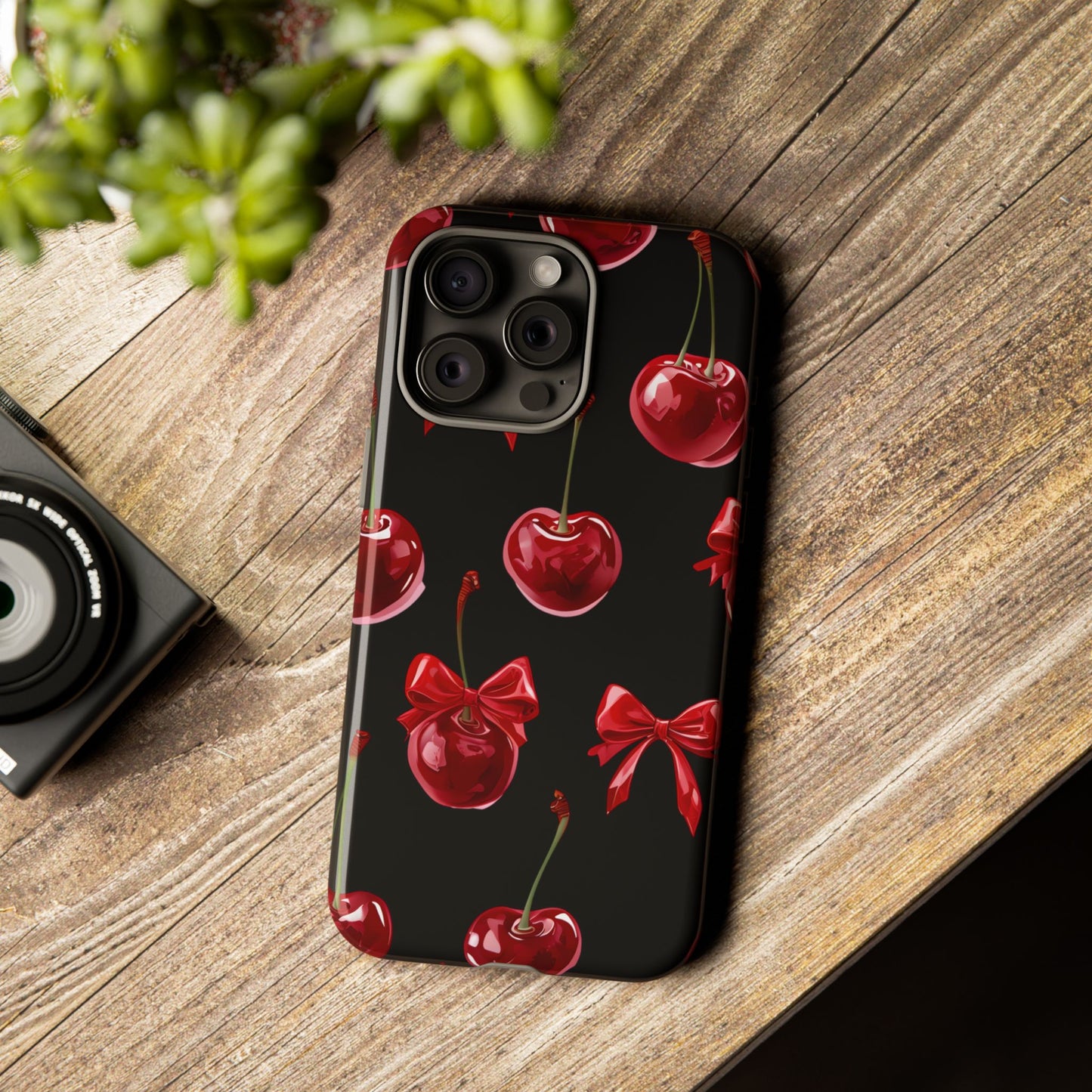 Coquette-Cherry Print Tough Phone Case - Stylish & Durable Protection