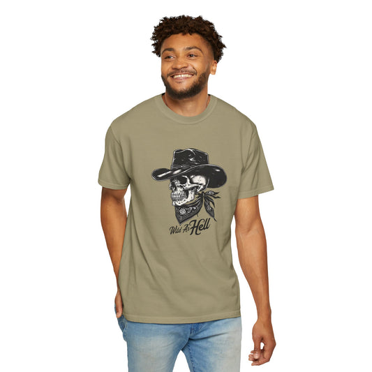 Skull Cowboy Graphic T-Shirt - Unisex Garment-Dyed Tee for Rebel Souls