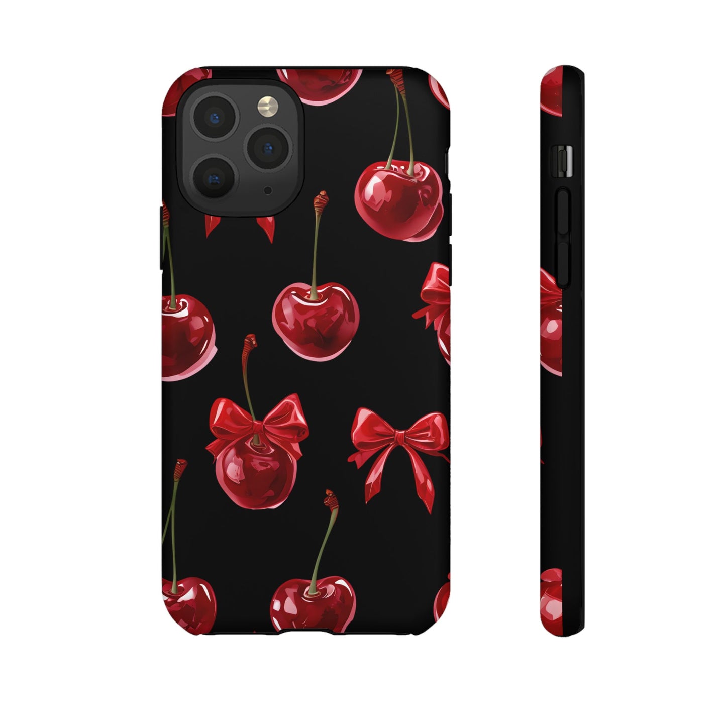 Coquette-Cherry Print Tough Phone Case - Stylish & Durable Protection