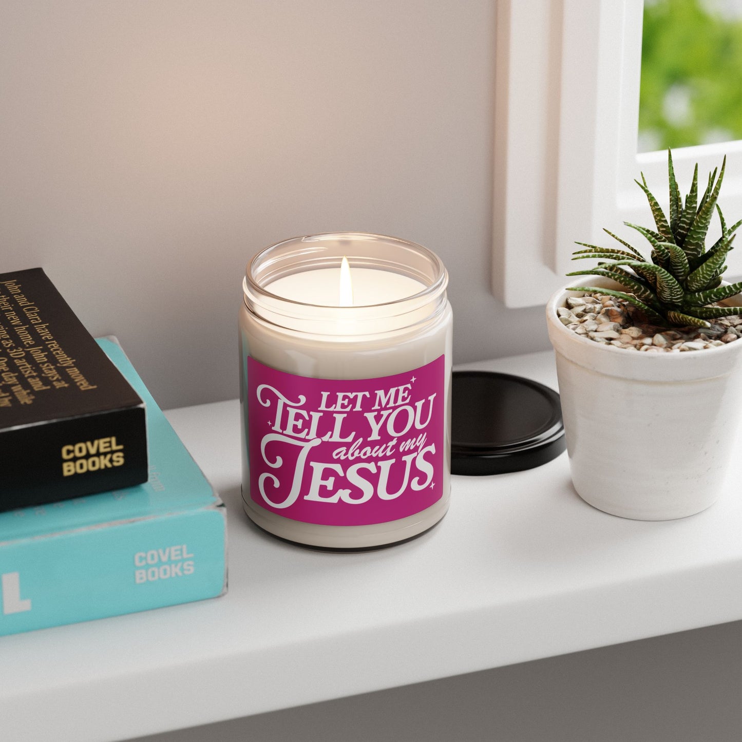 Let Me Tell You About My Jesus Scented Soy Candle - 9oz Inspirational Home Decor