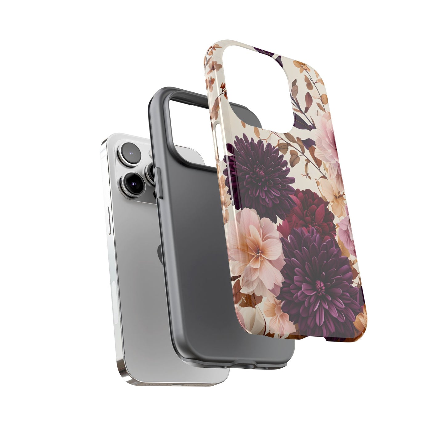 Floral Tough Phone Case - Elegant Design for iPhones & Androids