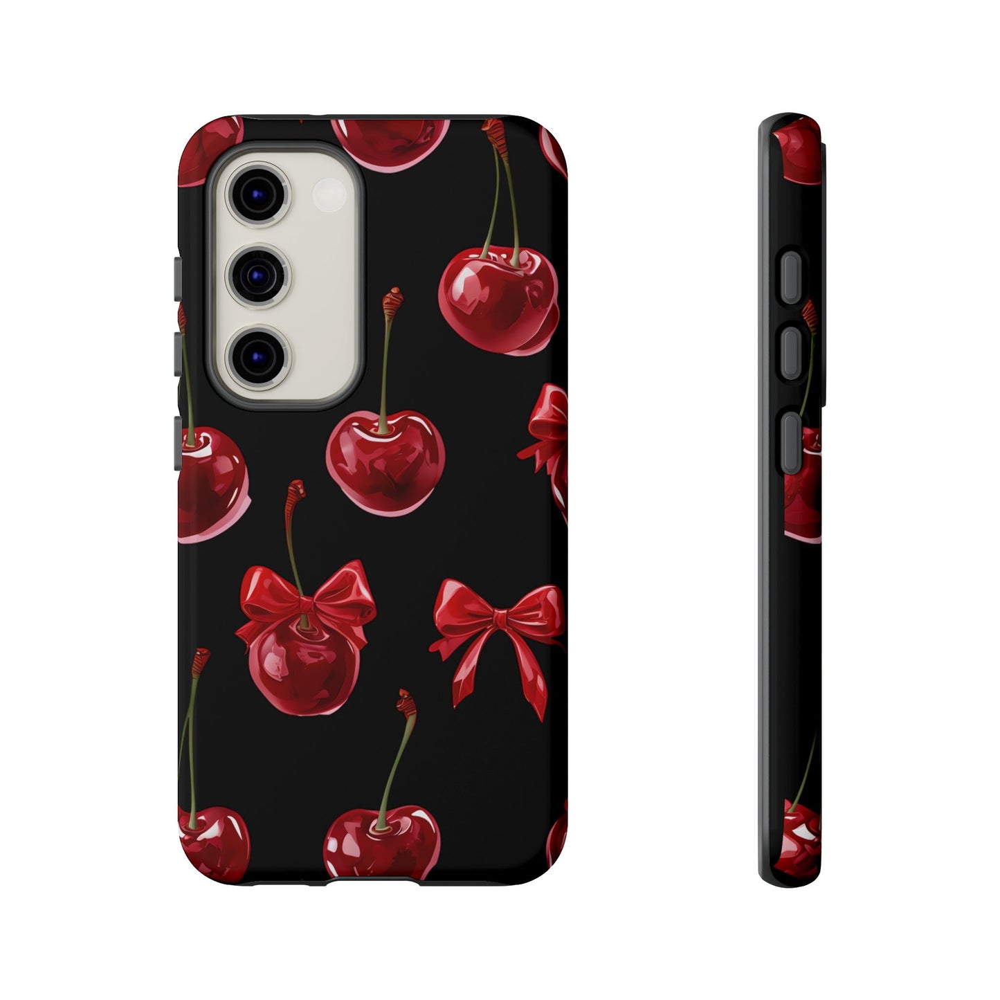 Coquette-Cherry Print Tough Phone Case - Stylish & Durable Protection