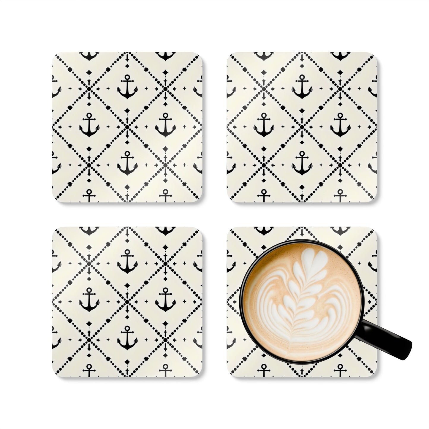 Nautical Corkwood Coaster Set - Anchor Design for Home Decor