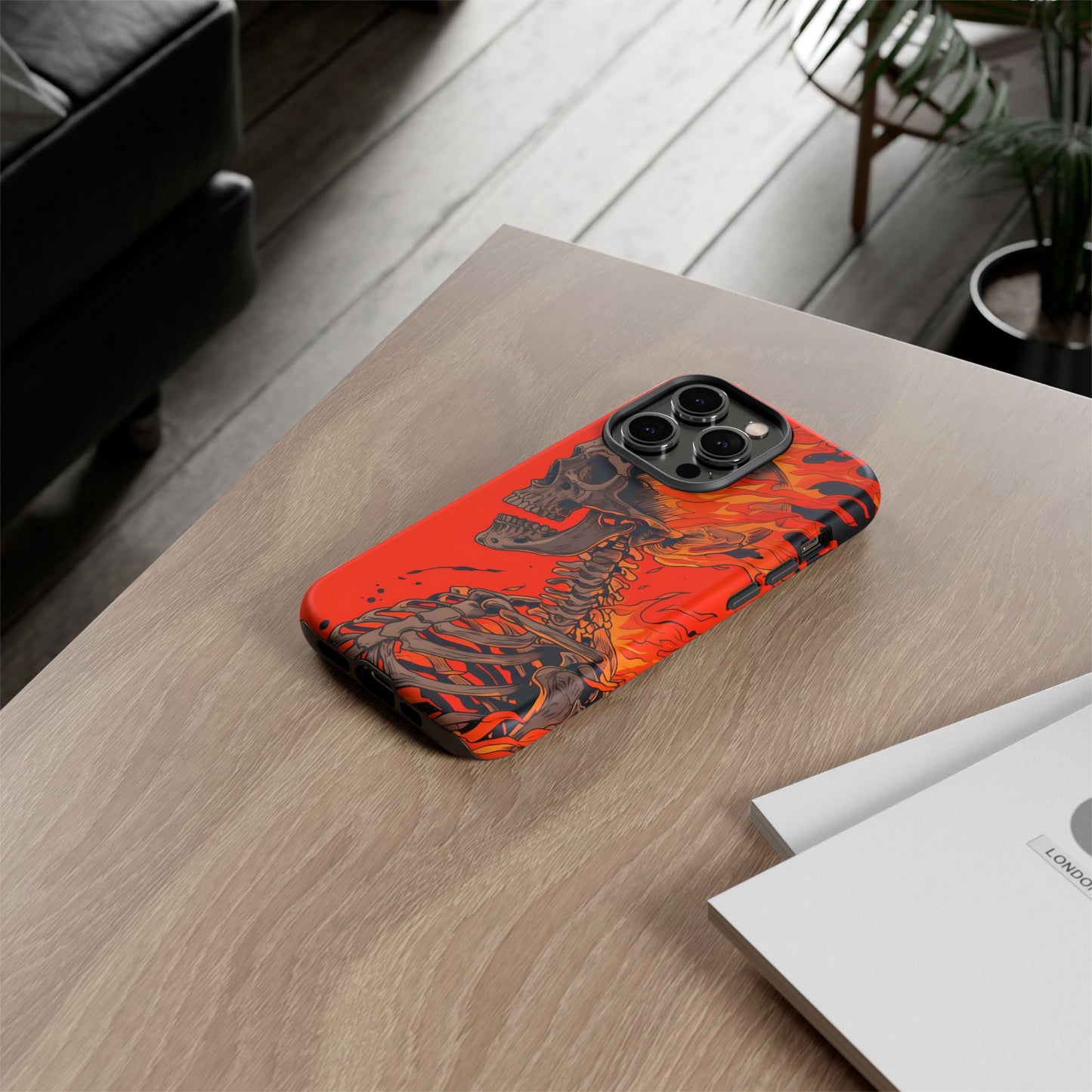 Flaming Skeleton Phone Case - Tough & Stylish Protection