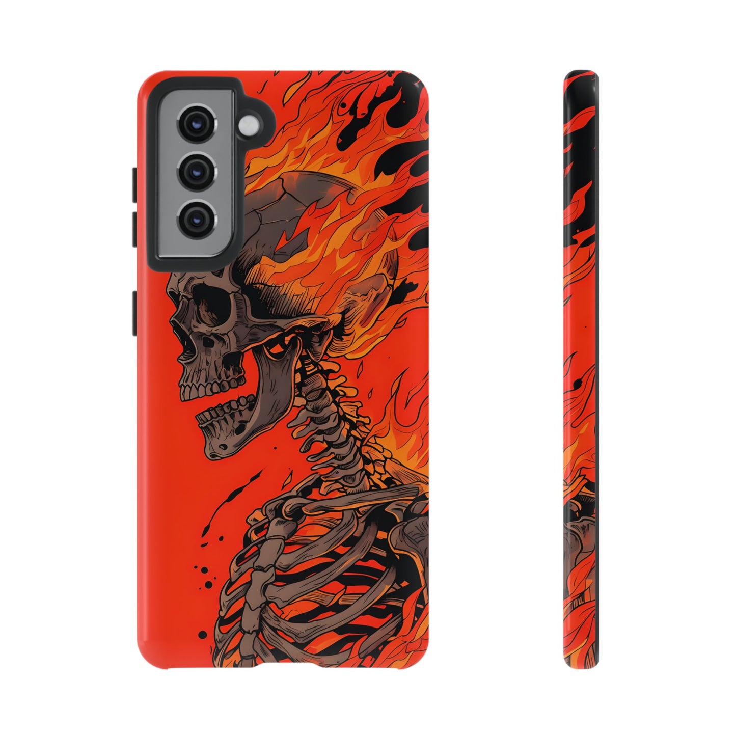 Flaming Skeleton Phone Case - Tough & Stylish Protection