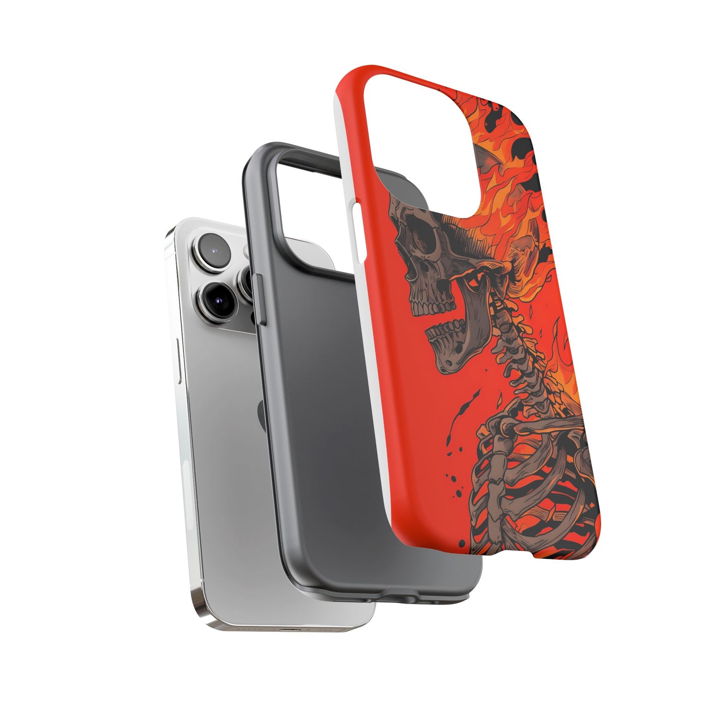 Flaming Skeleton Phone Case - Tough & Stylish Protection