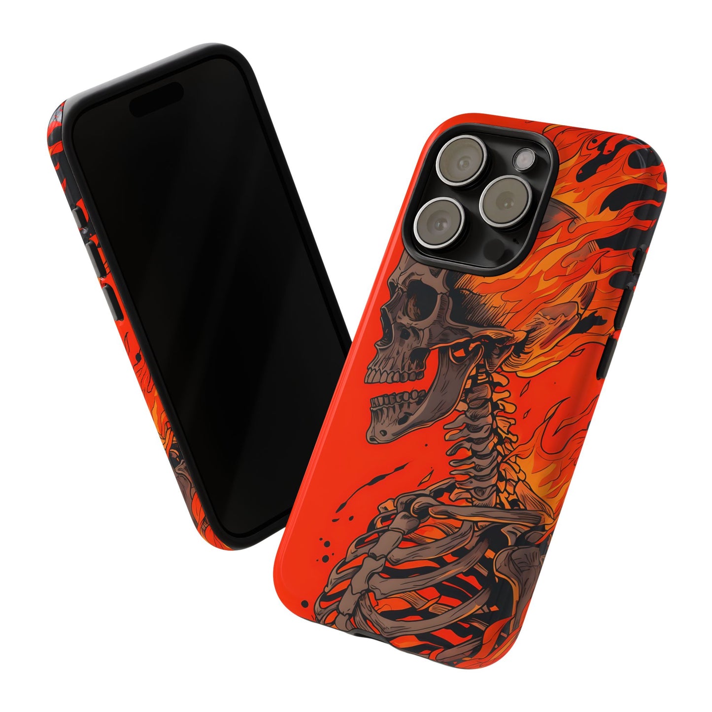 Flaming Skeleton Phone Case - Tough & Stylish Protection