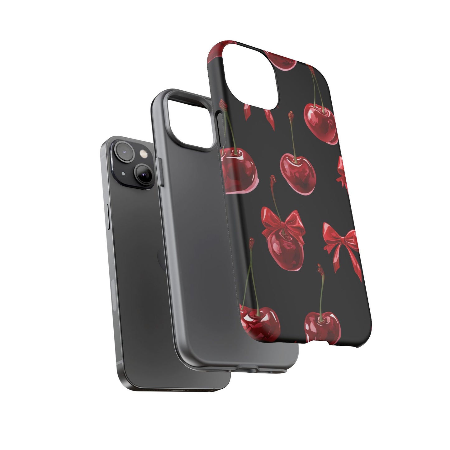 Coquette-Cherry Print Tough Phone Case - Stylish & Durable Protection
