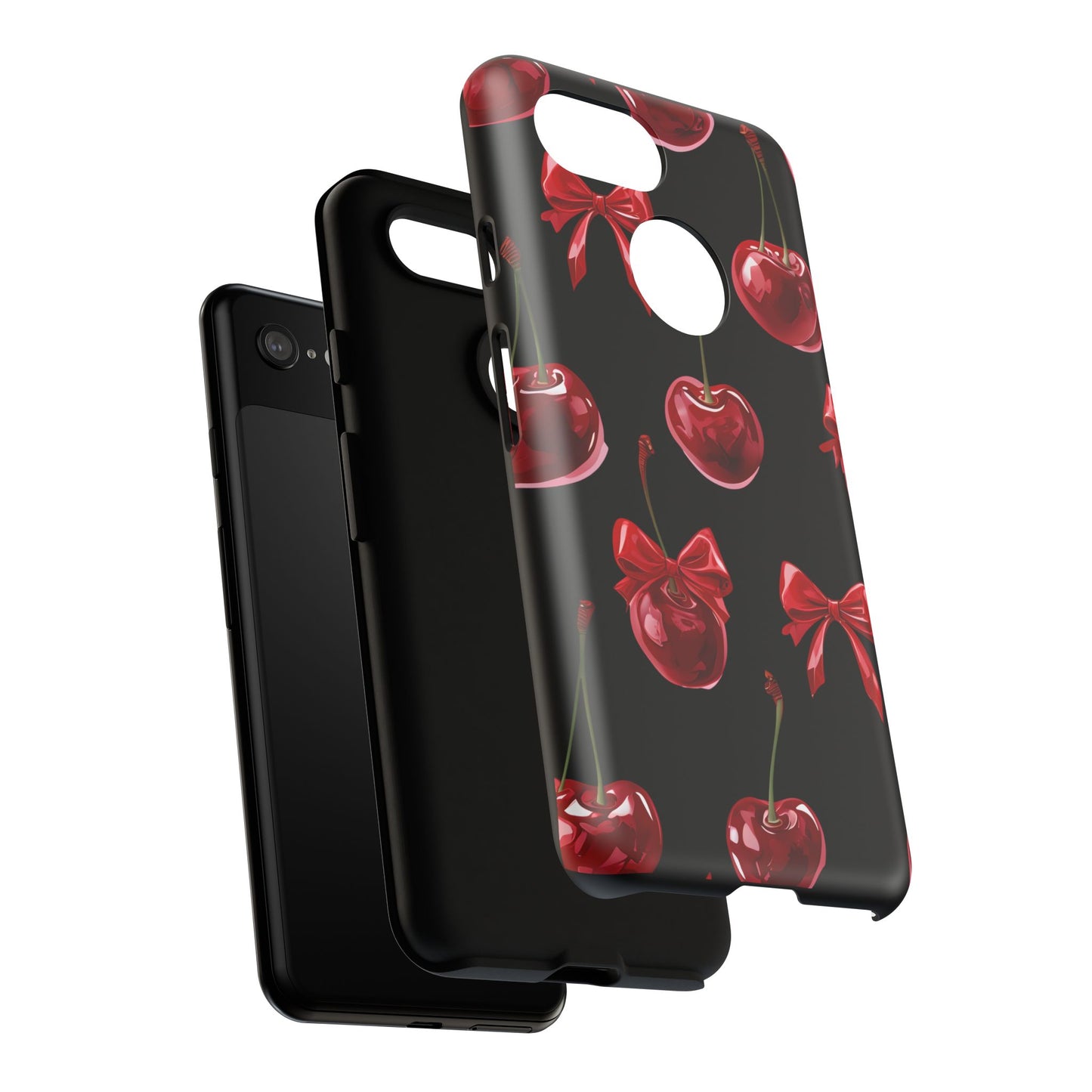 Coquette-Cherry Print Tough Phone Case - Stylish & Durable Protection