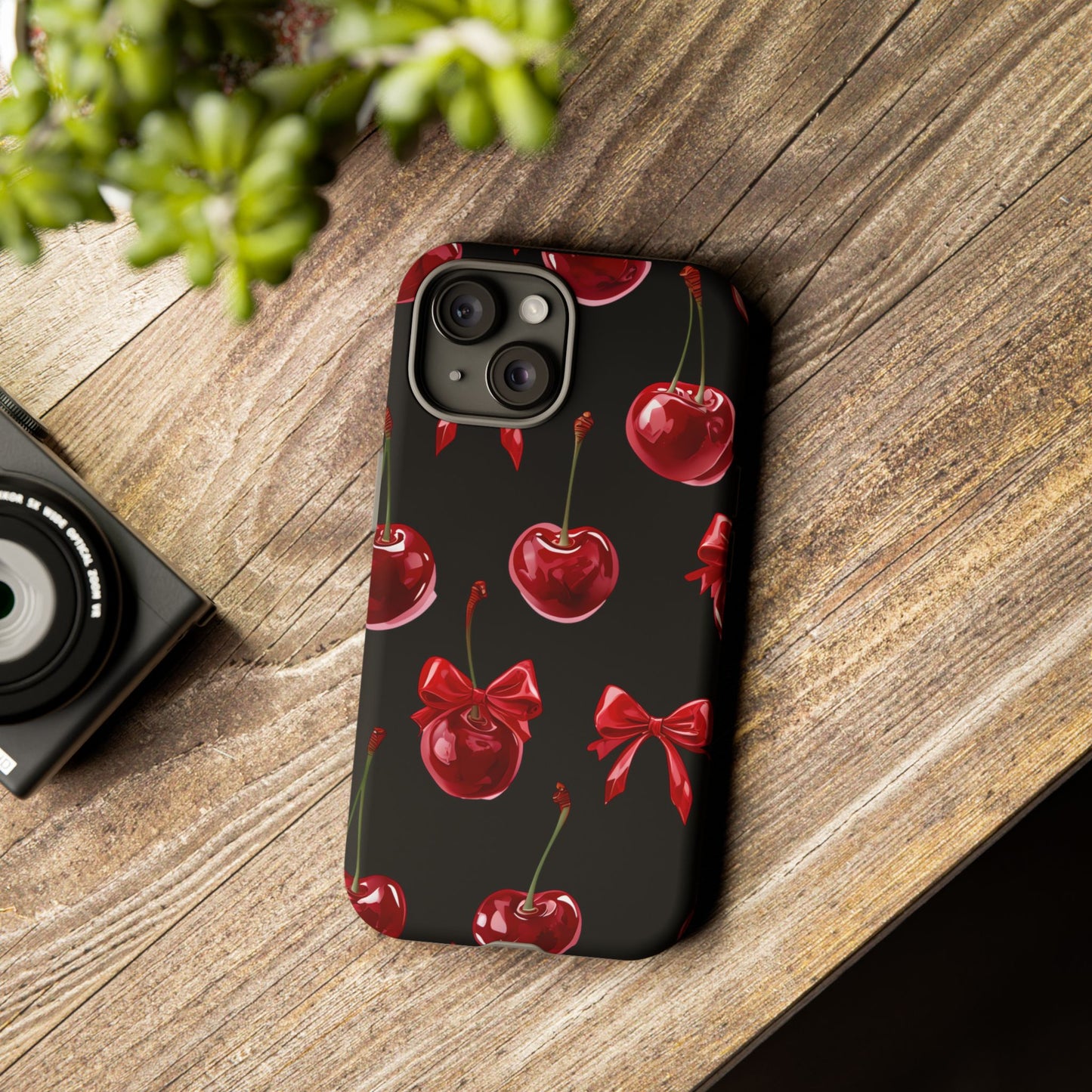 Coquette-Cherry Print Tough Phone Case - Stylish & Durable Protection