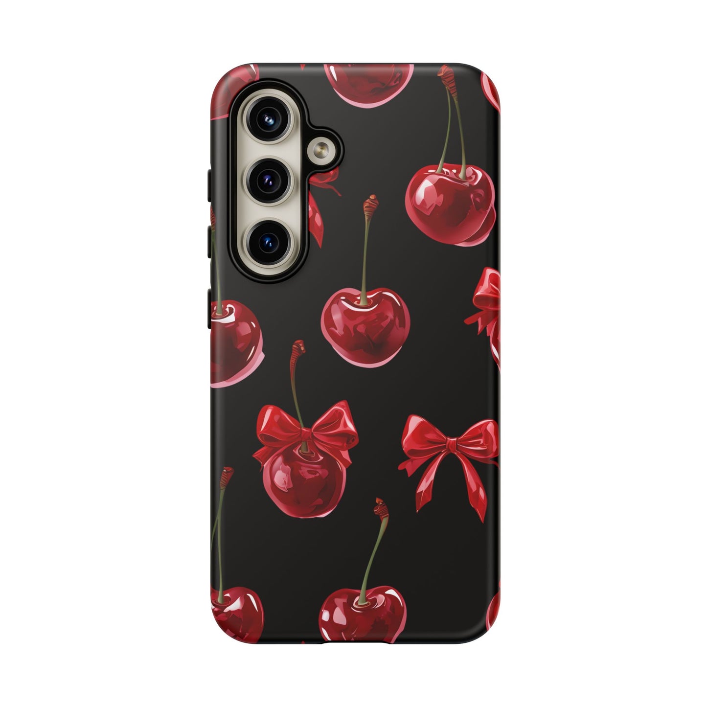 Coquette-Cherry Print Tough Phone Case - Stylish & Durable Protection