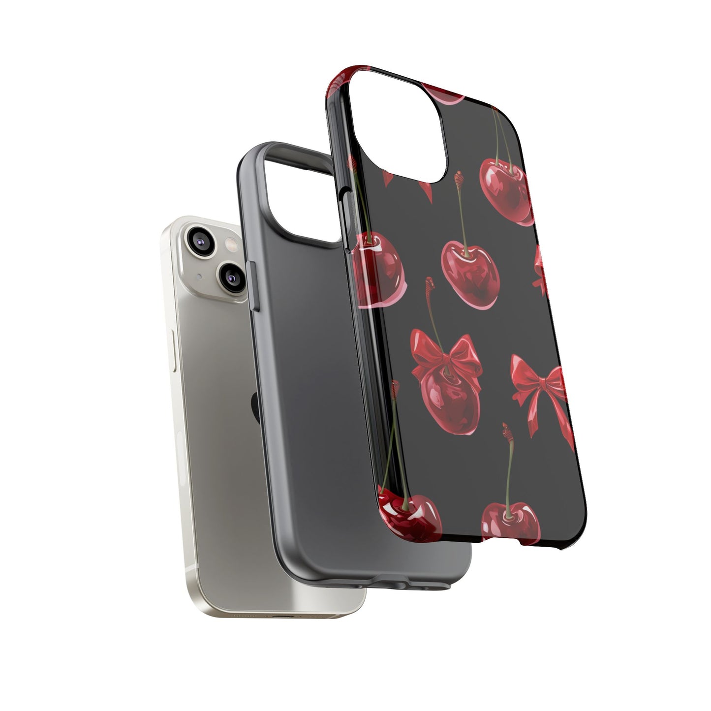 Coquette-Cherry Print Tough Phone Case - Stylish & Durable Protection