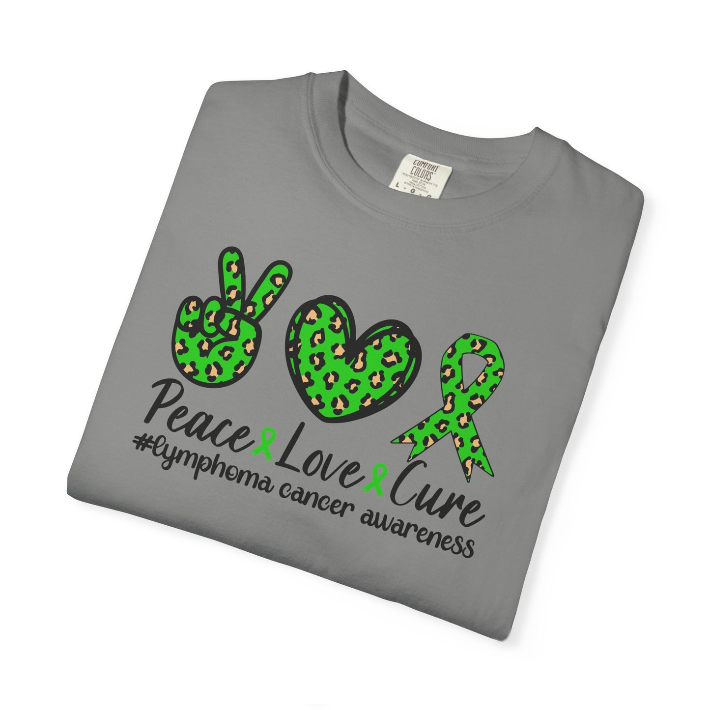 Peace, Love, Cure Unisex Garment-Dyed T-shirt for Lymphoma Awareness, Comfortable Tee, Cancer Support Shirt, Gift for Awareness [...]