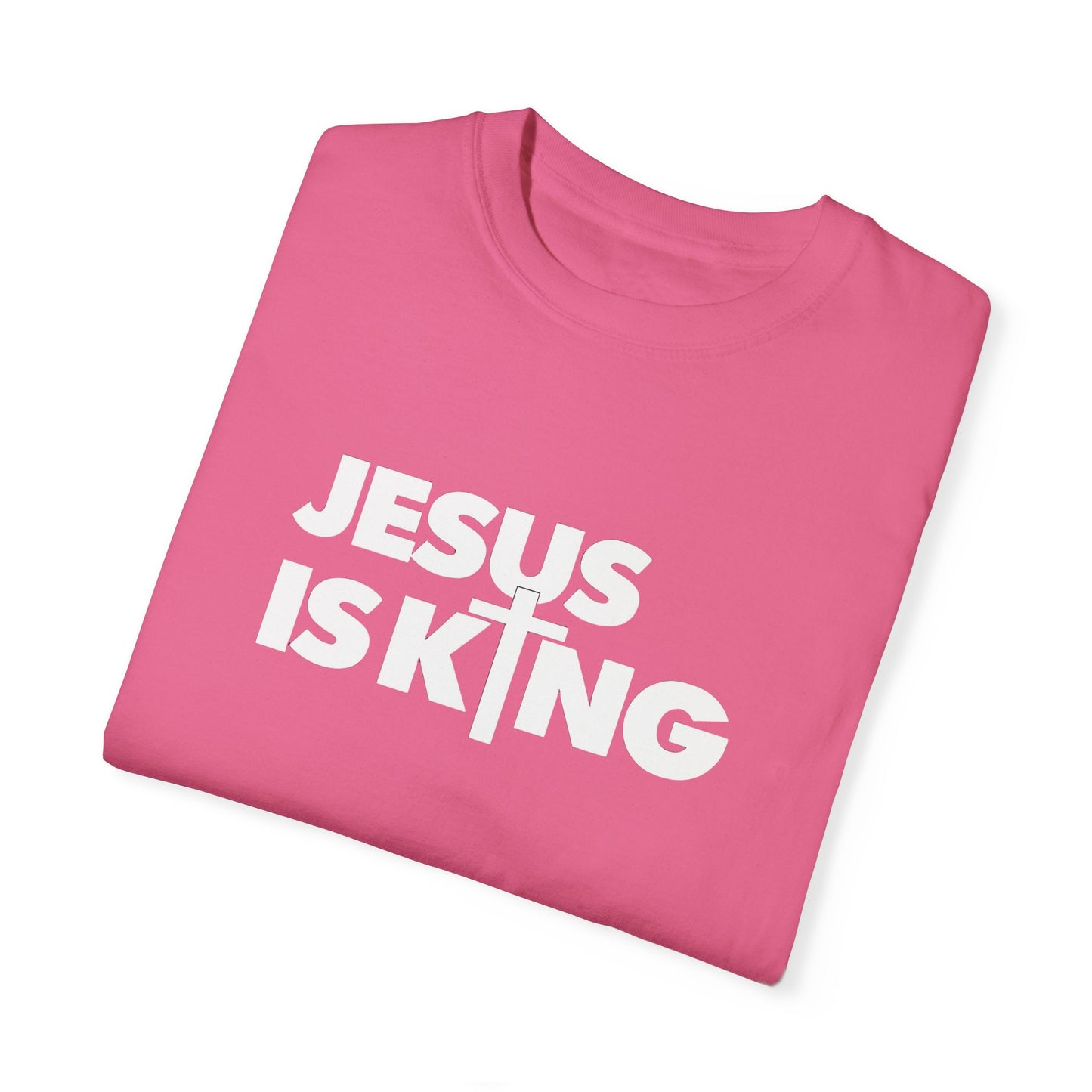 Unisex Garment-Dyed T-Shirt - "Jesus is King" Inspirational Tee