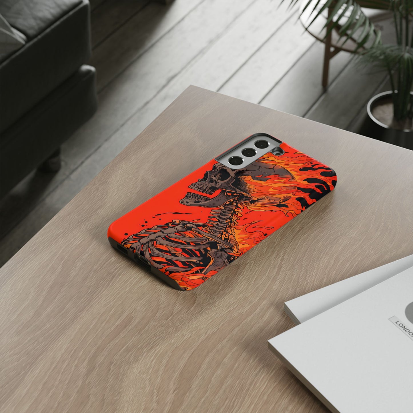 Flaming Skeleton Phone Case - Tough & Stylish Protection