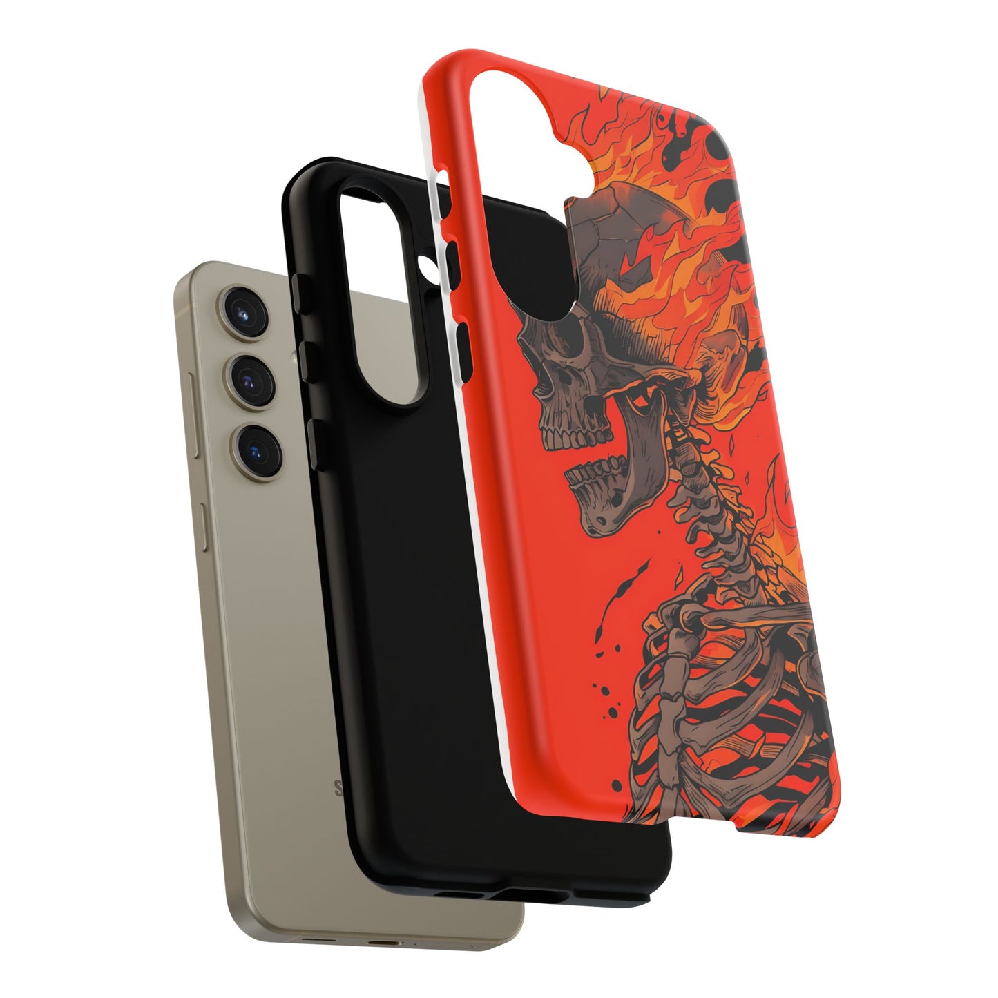 Flaming Skeleton Phone Case - Tough & Stylish Protection