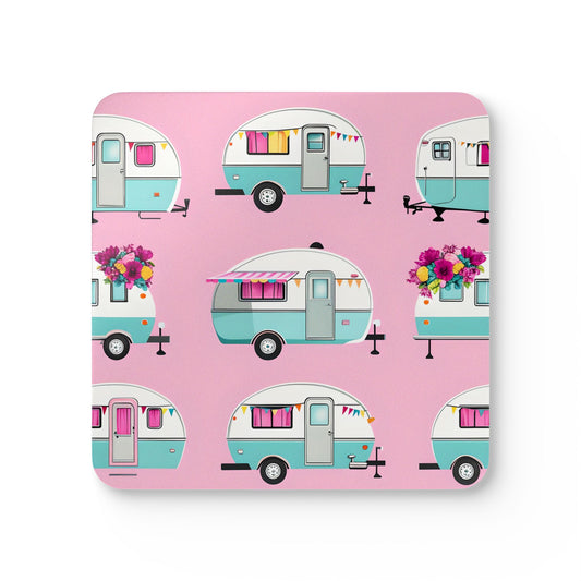 Vintage Camper Cork Coaster Set - Fun and Functional Home Decor for RV Lovers
