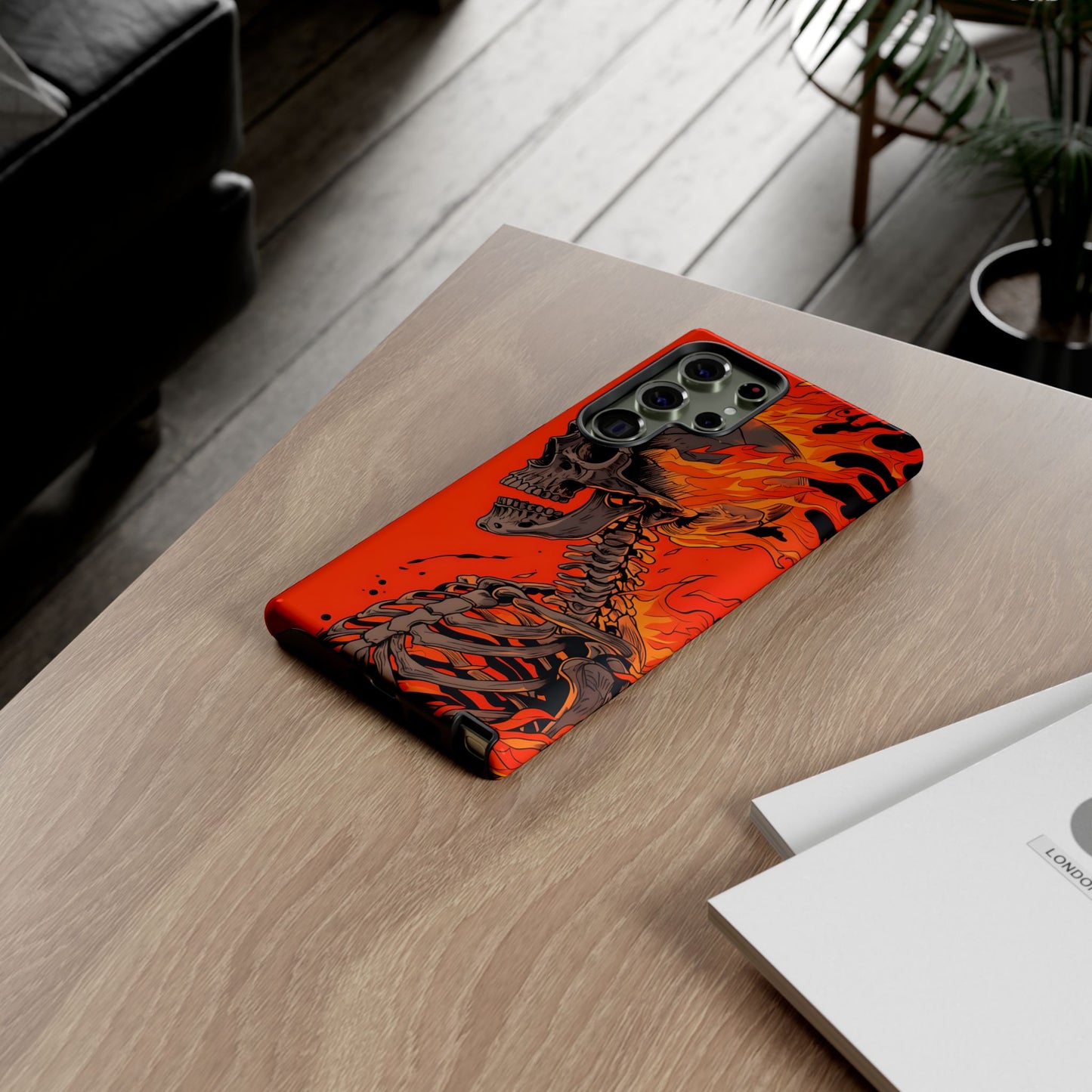 Flaming Skeleton Phone Case - Tough & Stylish Protection