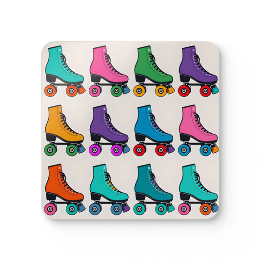 Fun Roller Skate Cork Coaster Set - Colorful Drink Protectors for Parties & Gifts