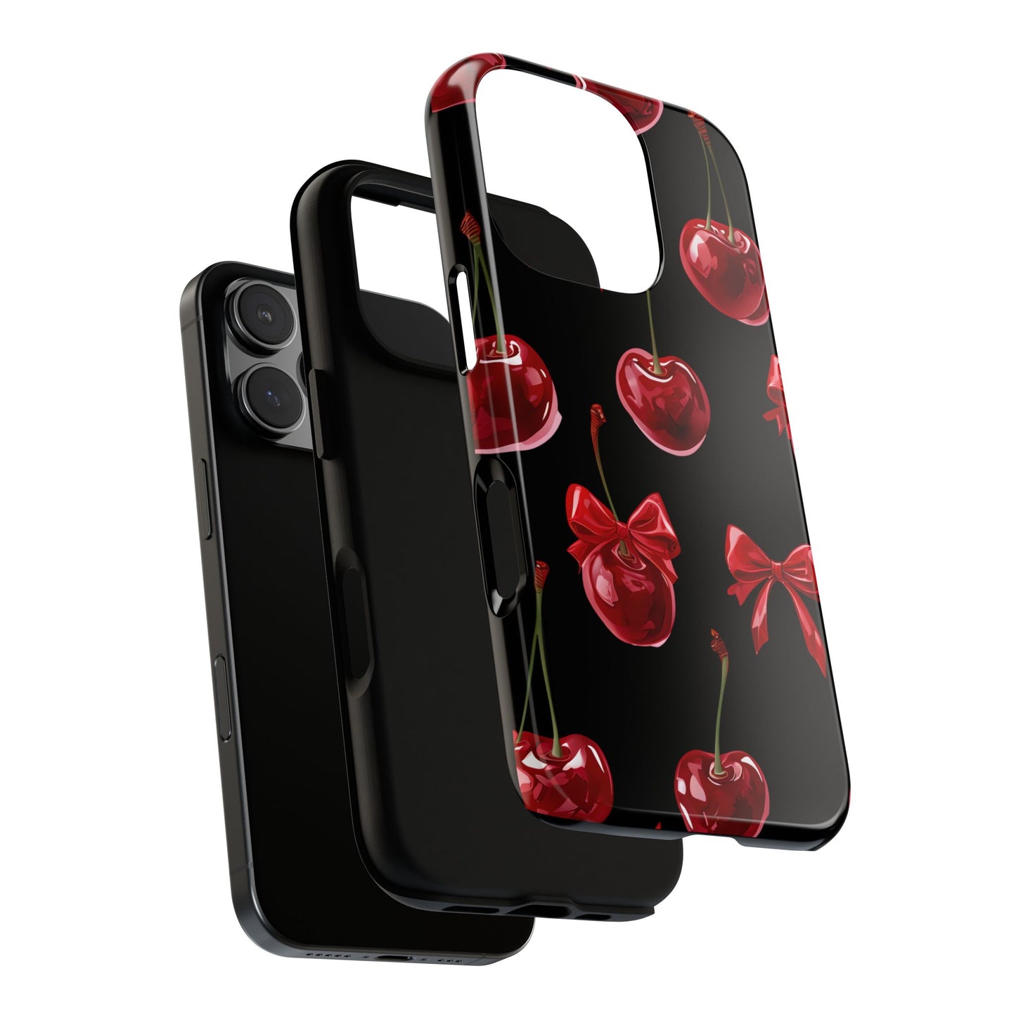 Coquette-Cherry Print Tough Phone Case - Stylish & Durable Protection