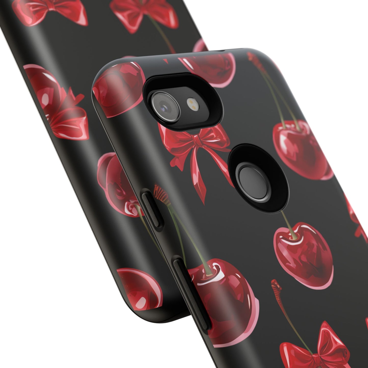 Coquette-Cherry Print Tough Phone Case - Stylish & Durable Protection